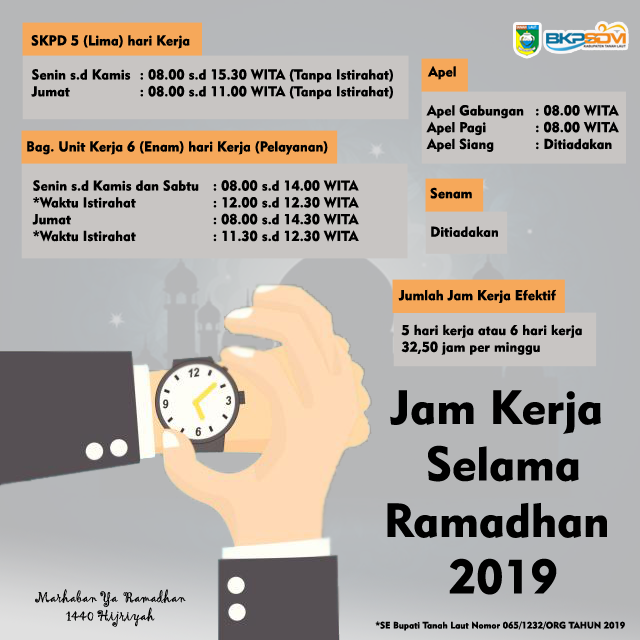 Jam Kerja di Bulan Ramadhan 2019