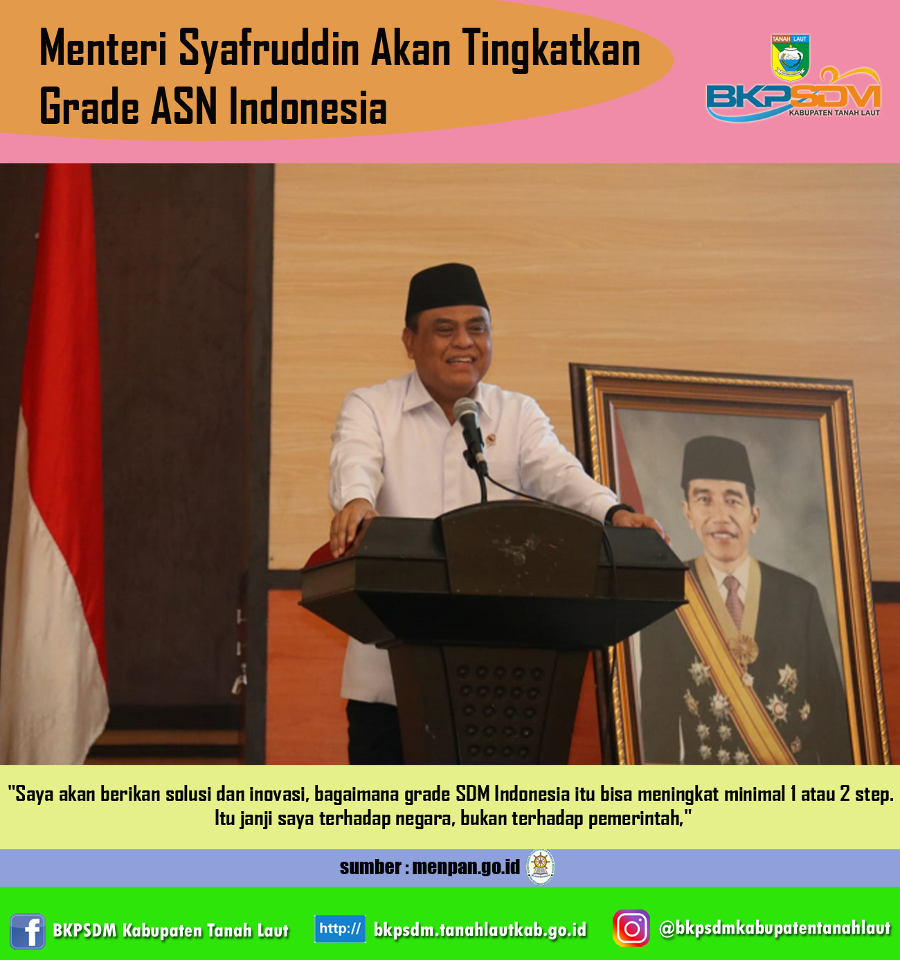 Menteri Syafruddin Akan Tingkatkan Grade ASN Indonesia